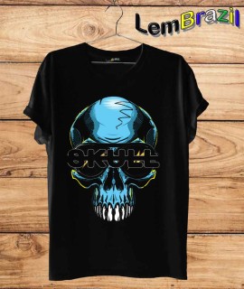 Camiseta Caveira Azul LemBrazil. Camiseta 100% Algodão personalizada com Impressão Digital garantindo maior durabilidade e conforto!